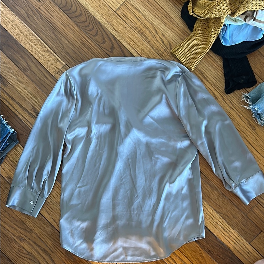 Silver Button-Up Blouse - Picture 3 of 6